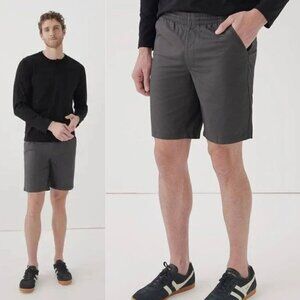 NWT Men's Pact Organic Cotton Linen Pull On Drawstring Shorts Grey Size Large